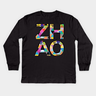 Zhao, name, typography Kids Long Sleeve T-Shirt